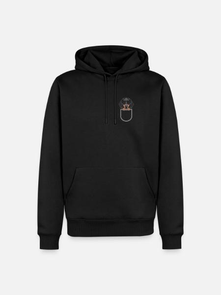 Dackel in der Brusttasche - Männer Premium Bio Hoodie - Schwarz