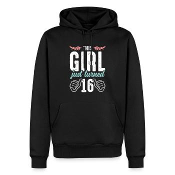 filles 16 anniversaire - Sweat à capuche Premium bio Homme - noir - Devant - Nico (187cm)
