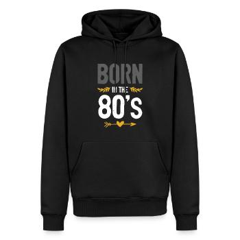 geboren in den 80's - Männer Premium Bio Hoodie - Schwarz - Vorne - Nico (187cm)