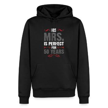 Marié depuis 50 ans - Sweat à capuche Premium bio Homme - noir - Devant - Nico (187cm)