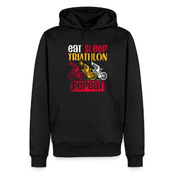 eat sleep thriathlon repeat - Männer Premium Bio Hoodie - Schwarz - Vorne - Nico (187cm)