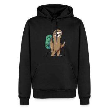 Fauler Wanderer Faultier Wandern - Männer Premium Bio Hoodie - Schwarz - Vorne - Nico (187cm)