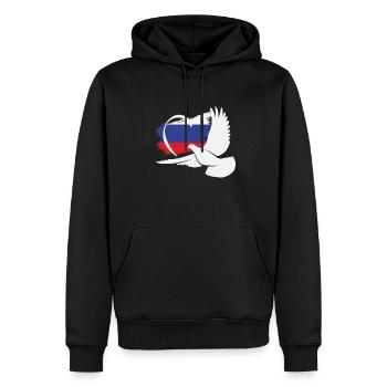 Peace-Zeichen, Frieden für Russland - Männer Premium Bio Hoodie - Schwarz - Vorne - Nico (187cm)