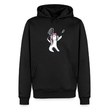 Einhorn Badminton - Männer Premium Bio Hoodie - Schwarz - Vorne - Nico (187cm)