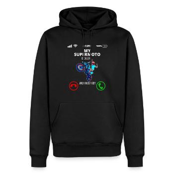 Supermoto / Supermotard / Supermoto Wheelie Biker - Sweat à capuche Premium bio Homme - noir - Devant - Nico (187cm)