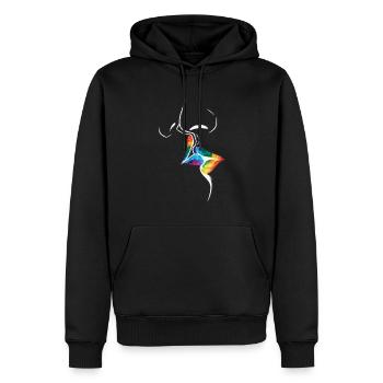LGBTQ Parade Regenbogenfahne Kuss - Männer Premium Bio Hoodie - Schwarz - Vorne - Nico (187cm)