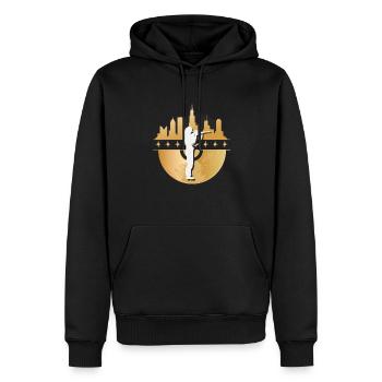 Huntress, Urbain & Lifestyle - Sweat à capuche Premium bio Homme - noir - Devant - Nico (187cm)