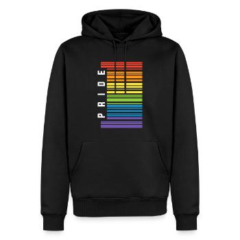 Rayures de la fierté | Arc-en-ciel - Sweat à capuche Premium bio Homme - noir - Devant - Nico (187cm)