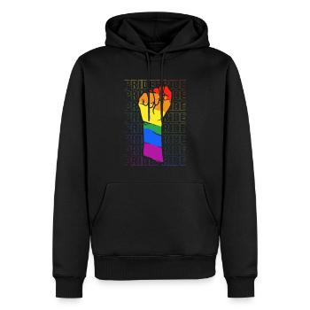 LGBT Regenbogen Faust | Pride Power - Männer Premium Bio Hoodie - Schwarz - Vorne - Nico (187cm)