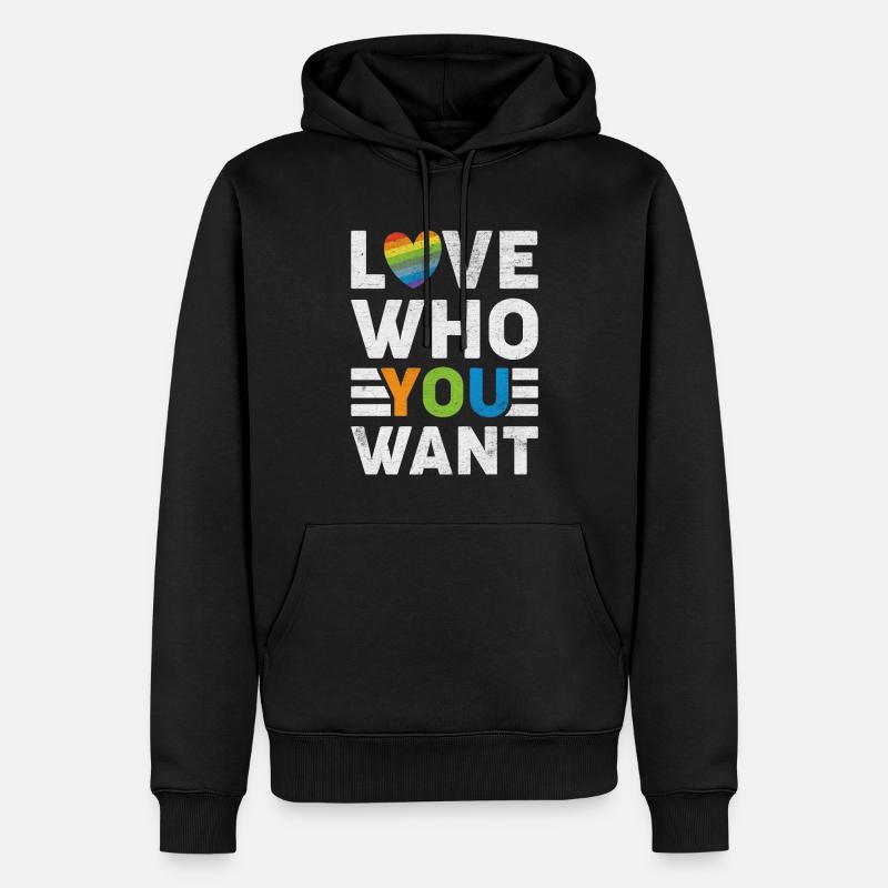 Pride Statement | Love Is Love - Männer Premium Bio Hoodie - Schwarz