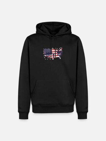 American Flag Slackline - Men’s Premium Organic Hoodie - black