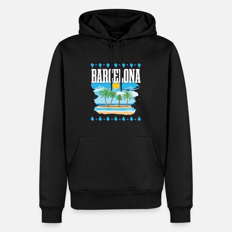 Barcelone - Sweat à capuche Premium bio Homme - noir