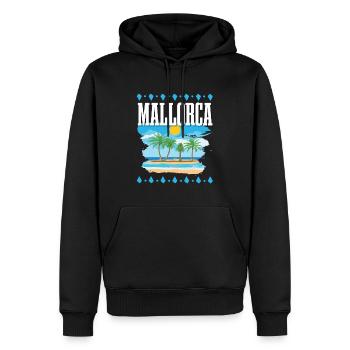 Mallorca - Männer Premium Bio Hoodie - Schwarz - Vorne - Nico (187cm)