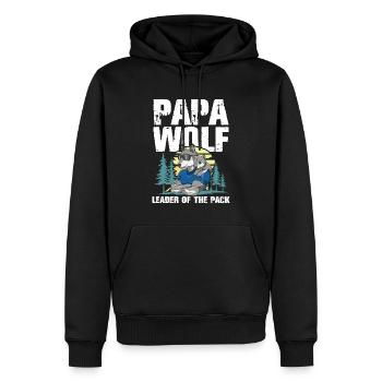 Papa Wolf Leader Of The Pack für einen Papa Vater - Männer Premium Bio Hoodie - Schwarz - Vorne - Nico (187cm)