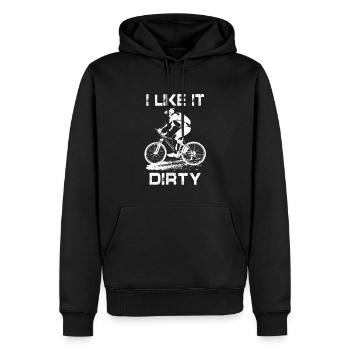 Dirty Trails | Mountainbike - Männer Premium Bio Hoodie - Schwarz - Vorne - Nico (187cm)