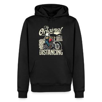 Le vintage original de la moto de distanciation sociale - Sweat à capuche Premium bio Homme - noir - Devant - Nico (187cm)