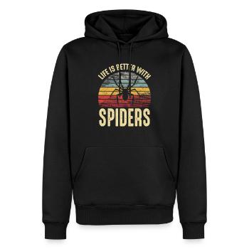 Das Leben ist besser mit Spiders Pet Spider Besitzer Retro - Männer Premium Bio Hoodie - Schwarz - Vorne - Nico (187cm)