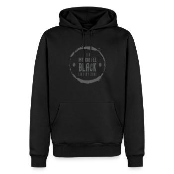 J’aime mon café noir comme mon âme drôle de café - Sweat à capuche Premium bio Homme - noir - Devant - Nico (187cm)