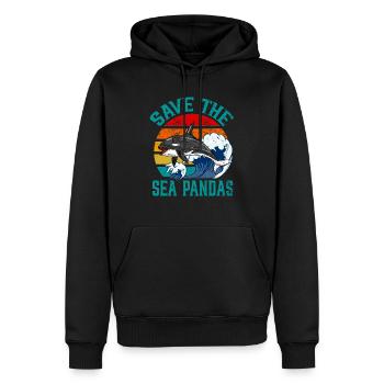 Save The Sea Pandas Retro Rescue Killer Whale Orca - Men’s Premium Organic Hoodie - black - Front - Nico (187cm)