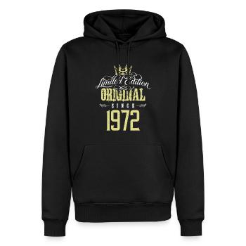 Édition limitée 1972 - Sweat à capuche Premium bio Homme - noir - Devant - Nico (187cm)
