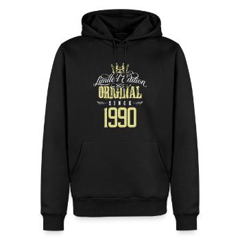 Édition limitée 1990 - Sweat à capuche Premium bio Homme - noir - Devant - Nico (187cm)