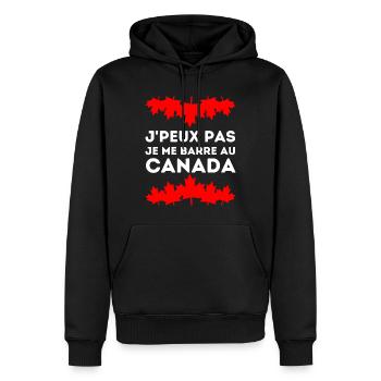 J'peux Pas Je Me Barre Au Canada Feuille D'érable - Sweat à capuche Premium bio Homme - noir - Devant - Nico (187cm)