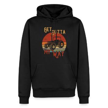 Get outta my way / Tracteur - Sweat à capuche Premium bio Homme - noir - Devant - Nico (187cm)