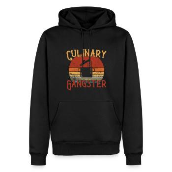 Gangster culinaire / Cuisine - Sweat à capuche Premium bio Homme - noir - Devant - Nico (187cm)