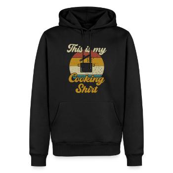 Ceci est ma chemise de cuisine / Kochen - Sweat à capuche Premium bio Homme - noir - Devant - Nico (187cm)