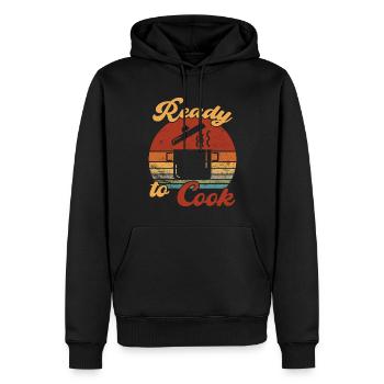 Prêt à cuisiner / Kochen - Sweat à capuche Premium bio Homme - noir - Devant - Nico (187cm)