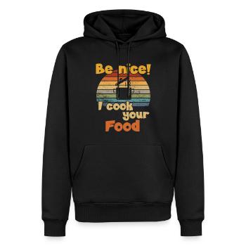 Soyez gentil je cuisine votre nourriture / Kochen - Sweat à capuche Premium bio Homme - noir - Devant - Nico (187cm)