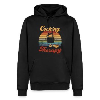 La cuisine est ma thérapie / Kochen - Sweat à capuche Premium bio Homme - noir - Devant - Nico (187cm)
