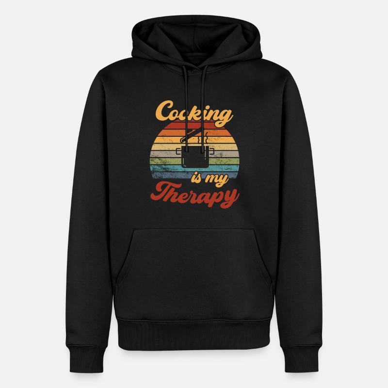 Cooking is my Therapy / Kochen - Männer Premium Bio Hoodie - Schwarz