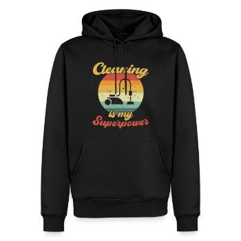 Le nettoyage est mon superpouvoir / Putzen - Sweat à capuche Premium bio Homme - noir - Devant - Nico (187cm)