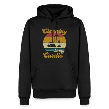 Le nettoyage est mon Cardio / Putzen - Sweat à capuche Premium bio Homme - noir - Devant - Nico (187cm)