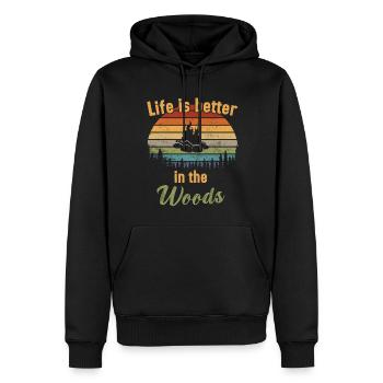 La vie est meilleure dans les bois / Bushcraft - Sweat à capuche Premium bio Homme - noir - Devant - Nico (187cm)