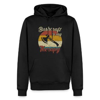 Bushcraft est ma thérapie / Bushcraft - Sweat à capuche Premium bio Homme - noir - Devant - Nico (187cm)
