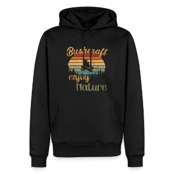 Bushcraft Profiter de la nature / Bushcraft - Sweat à capuche Premium bio Homme - noir - Devant - Nico (187cm)