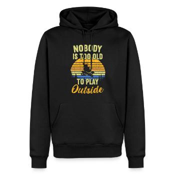 Personne n’est trop vieux pour jouer dehors / Bushcraft - Sweat à capuche Premium bio Homme - noir - Devant - Nico (187cm)