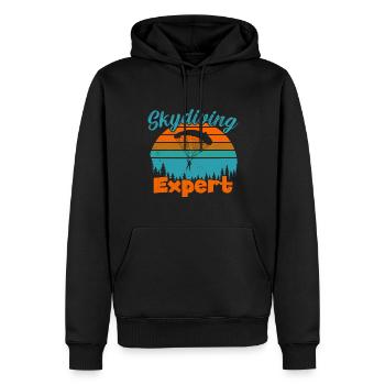 Expert en parachutisme / Fallschirmspringen - Sweat à capuche Premium bio Homme - noir - Devant - Nico (187cm)