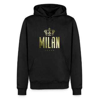 Milan - Männer Premium Bio Hoodie - Schwarz - Vorne - Nico (187cm)