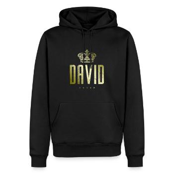 David - Men’s Premium Organic Hoodie - black - Front - Nico (187cm)