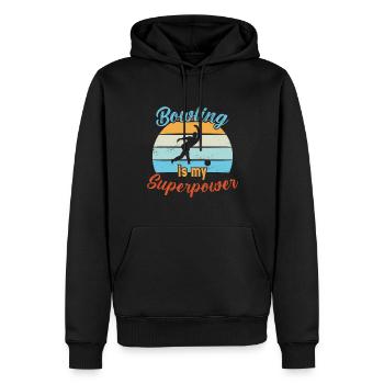 Bowling est mon superpouvoir / Bowling - Sweat à capuche Premium bio Homme - noir - Devant - Nico (187cm)