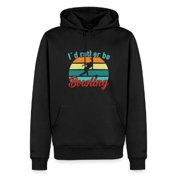 Je préfère être Bowling / Bowling - Sweat à capuche Premium bio Homme - noir - Devant - Nico (187cm)