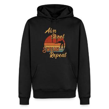 Aim Shoot Swear Repeat / Billiard Snooker - Männer Premium Bio Hoodie - Schwarz - Vorne - Nico (187cm)