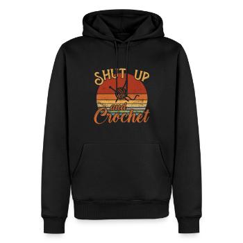 Shut up and Crochet / Häkeln - Men’s Premium Organic Hoodie - black - Front - Nico (187cm)