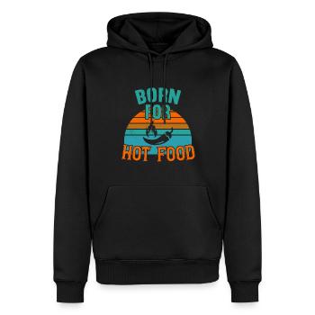 Born for Hot Food / Scharfes Essen - Männer Premium Bio Hoodie - Schwarz - Vorne - Nico (187cm)