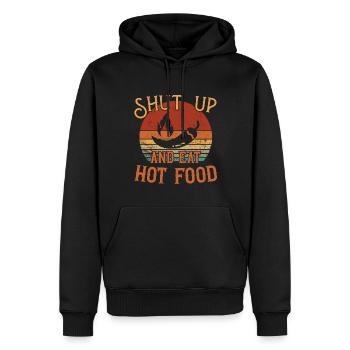 Tais-toi et mange de la nourriture chaude / Scharfes Essen - Sweat à capuche Premium bio Homme - noir - Devant - Nico (187cm)