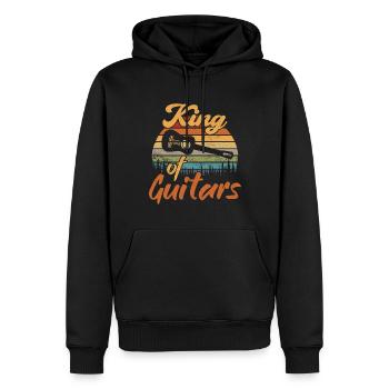 Roi des Guitares / Guitare - Sweat à capuche Premium bio Homme - noir - Devant - Nico (187cm)