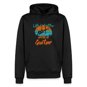 La vie est meilleure avec une guitare / Gitarre - Sweat à capuche Premium bio Homme - noir - Devant - Nico (187cm)